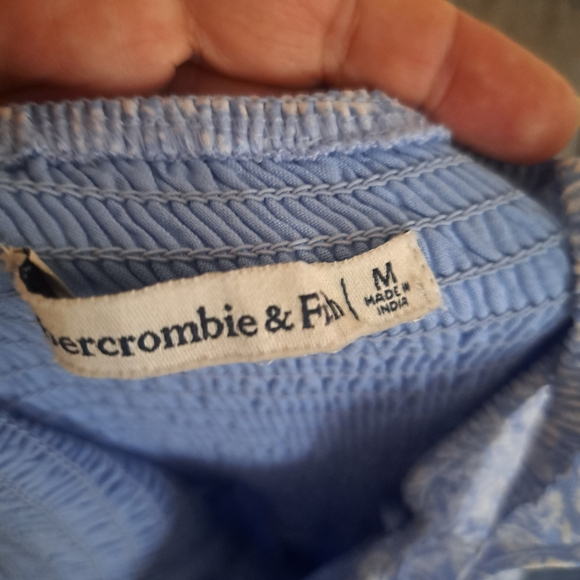 Abercrombie & Fitch Light Blue Smocked Top with Ruffle Trim - Picture 3 of 5